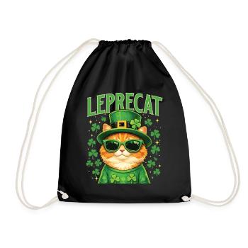 Leprecat St. Patrick's Irish Lucky Cat - Turnbeutel - Schwarz - Vorne