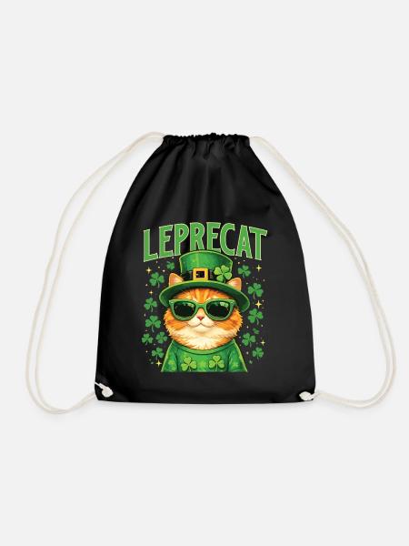Leprecat St. Patrick's Irish Lucky Cat - Turnbeutel - Schwarz