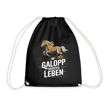 Galop à travers la vie : motif pour cavaliers, chevaux - Sac de sport léger - noir - Devant