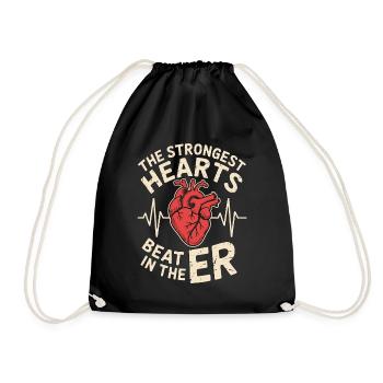 ER Nurse The Strongest Hearts Beat Medical Worker - Turnbeutel - Schwarz - Vorne