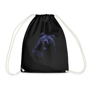 Grizzly Bear Hiking Camping Vintage Brown Bear - Drawstring Bag - black - Front
