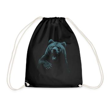 Grizzly Bear Hiking Camping Vintage Brown Bear - Drawstring Bag - black - Front