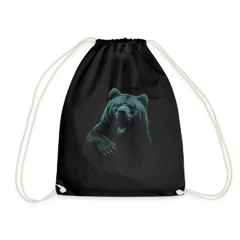 Grizzly Bear Hiking Camping Vintage Brown Bear - Drawstring Bag - black - Front