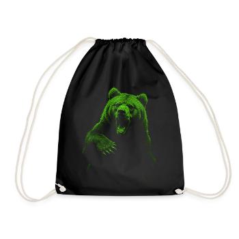 Grizzly Bear Hiking Camping Vintage Brown Bear - Drawstring Bag - black - Front