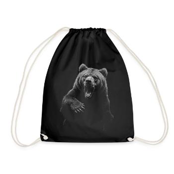 Grizzly Bear Hiking Camping Vintage Brown Bear - Drawstring Bag - black - Front