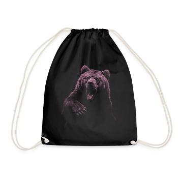 Grizzly Bear Hiking Camping Vintage Brown Bear - Drawstring Bag - black - Front