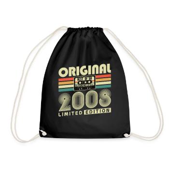 Original 2008 Vintage Vintage Birthday Retro - Drawstring Bag - black - Front