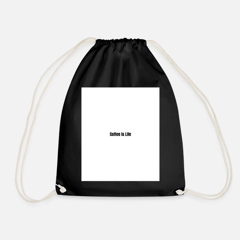 Coffee is life - Drawstring Bag - black