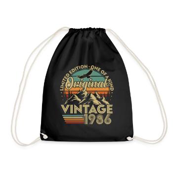 Original 1986 Vintage Vintage Birthday Retro - Drawstring Bag - black - Front
