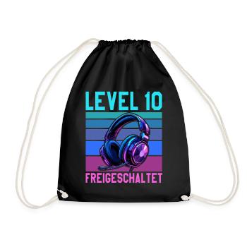 10e anniversaire Garçon Fille Gamer Niveau 10 ans - Sac de sport léger - noir - Devant