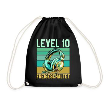 10e anniversaire Garçon Fille Gamer Niveau 10 ans - Sac de sport léger - noir - Devant