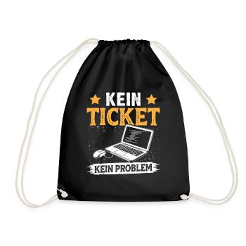 Nerd Computer NO TICKET NO PROBLEM FUNNY - Drawstring Bag - black - Front