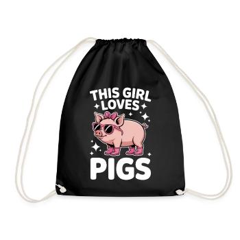 Pig Sayings Pig Funny Pigs Gift - Drawstring Bag - black - Front