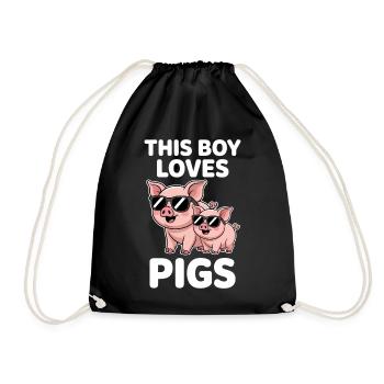 Pig Sayings Pig Funny Pigs Gift - Drawstring Bag - black - Front
