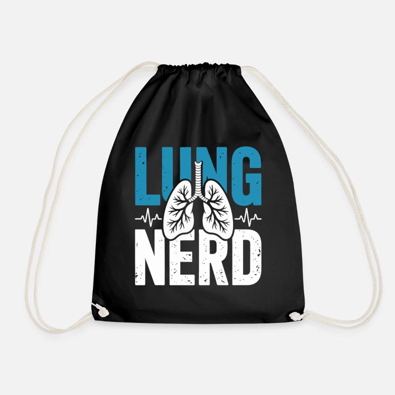 Lungs Nerd Graphic - Drawstring Bag - black