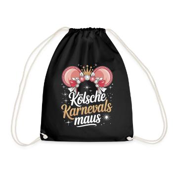 Kölsche Karnevalsmaus Karneval Köln Kölner Maus - Turnbeutel - Schwarz - Vorne