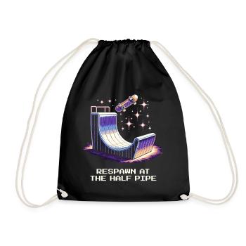 Respawn at the Halfpipe | Skateboard - Drawstring Bag - black - Front