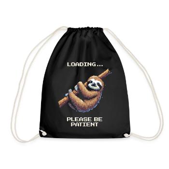 Loading... Please be patient | Sloth Humor - Drawstring Bag - black - Front