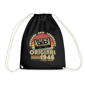 Original 1946 Vintage Birthday Retro - Drawstring Bag - black - Front