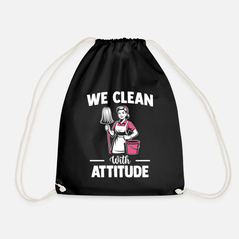 Cleaner Housekeeping Team Motif - Drawstring Bag - black
