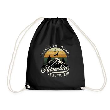 Leave the Road Adventure - Mountains & Hiking Retro - Drawstring Bag - black - Front