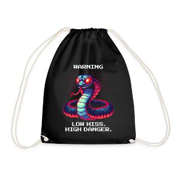 Low Hiss High Danger | Warning Snake - Drawstring Bag - black - Front