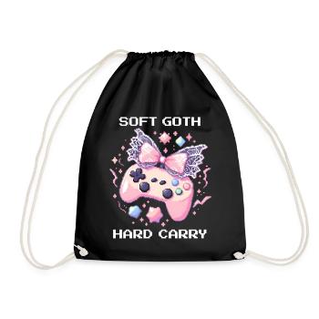 Soft Goth Hard Carry | Dark Cute - Drawstring Bag - black - Front