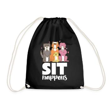 Hundebande Sit Happens - Turnbeutel - Schwarz - Vorne