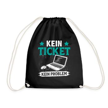Nerd Computer NO TICKET NO PROBLEM FUNNY - Drawstring Bag - black - Front