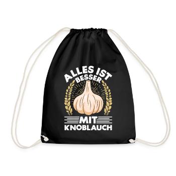 EVERYTHING IS BETTER WITH GARLIC - Drawstring Bag - black - Front