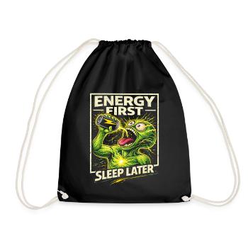 Energy Drink Energy Fist Sleep Later - Drawstring Bag - black - Front