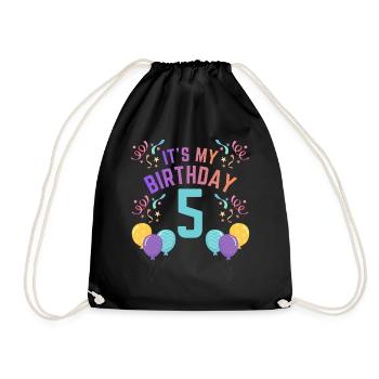 5 ans fille C’est mon anniversaire Enfants Anniversaire - Sac de sport léger - noir - Devant