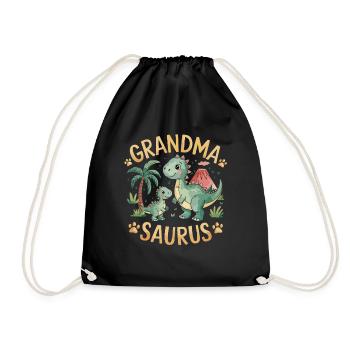 Grandma Saurus Dino Granny Dinosaur Motif for - Drawstring Bag - black - Front