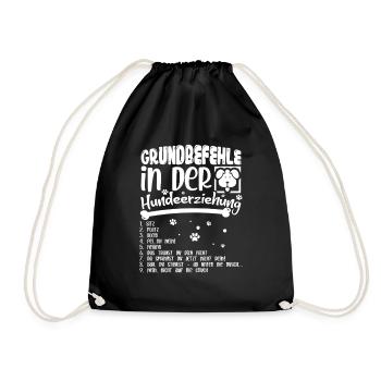 Commandes de base du motif du chien dressé - Sac de sport léger - noir - Devant
