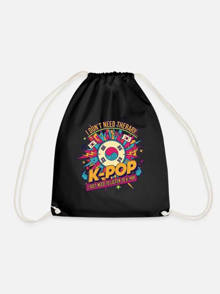 Ich brauche keine Therapie, ich brauche nur K-Pop koreanische Musik - Turnbeutel - Schwarz