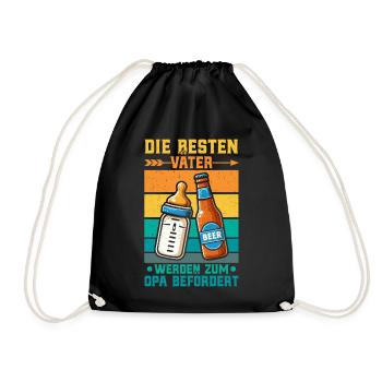 The best fathers are promoted to grandpa - Drawstring Bag - black - Front