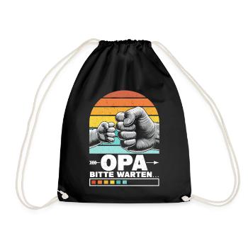 Opa Bitte Warten Baby Großvater Pops Großeltern - Turnbeutel - Schwarz - Vorne