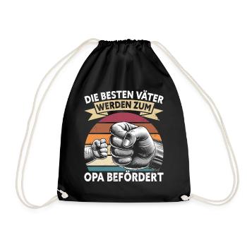 The best fathers are promoted to grandpa - Drawstring Bag - black - Front