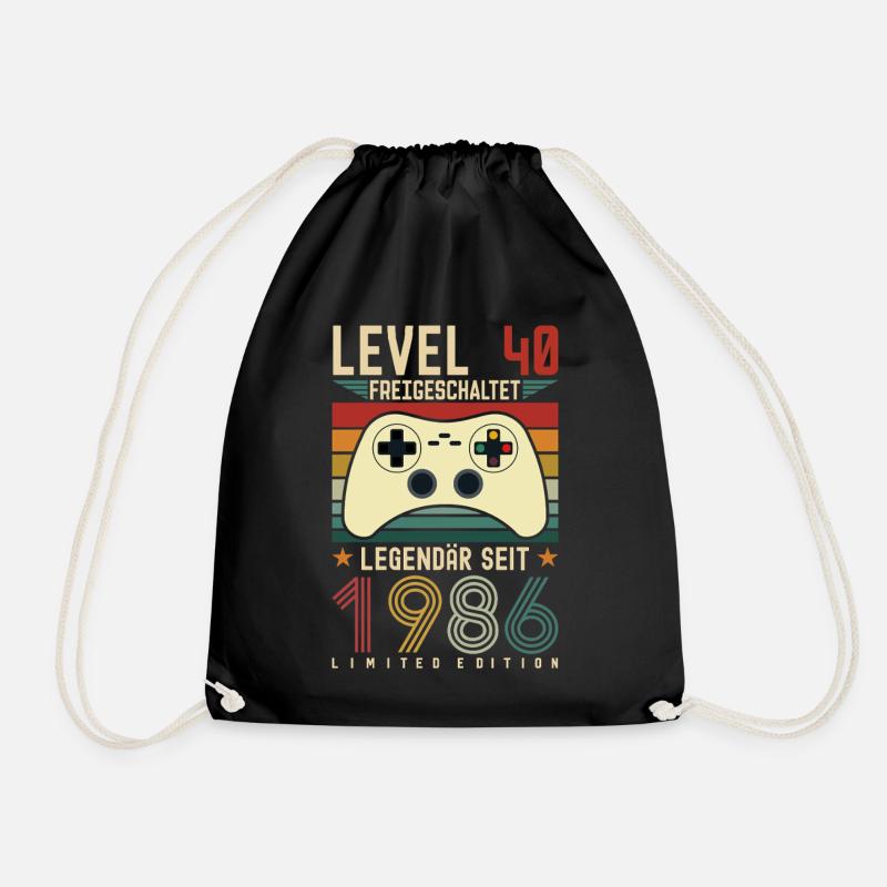Level 40 Freigeschaltet 40.Geburtstag 40 jahre - Turnbeutel - Schwarz