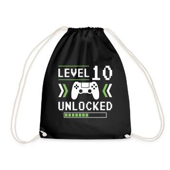 Level 10 Unlocked Video Gamer Gaming Complete - Drawstring Bag - black - Front