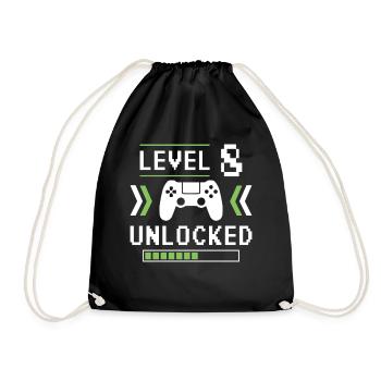 8th Birthday Gamer Level 8 - Drawstring Bag - black - Front