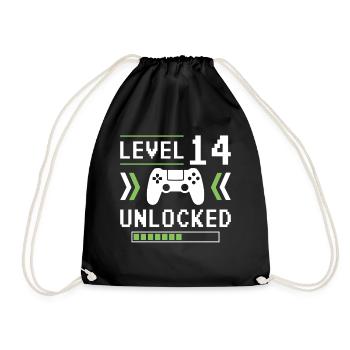 14. Geburtstag Junge Gamer Level 14 Jahre - Turnbeutel - Schwarz - Vorne