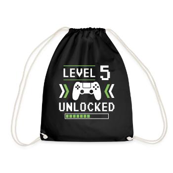 5th Birthday 5 Years Level 5 Birthday Gift - Drawstring Bag - black - Front