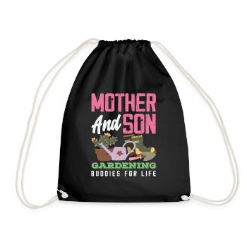 Mother Son Gardening Garden Plant Lover - Drawstring Bag - black - Front