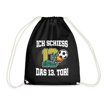 Ich Schiess 13. Tor Lustig 13. Geburtstag Fußball - Turnbeutel - Schwarz - Vorne