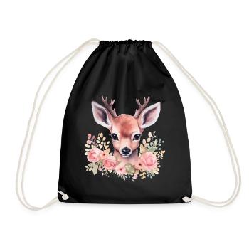 Ladies' deer and stag traditional costume motif – Traditional - Drawstring Bag - black - Front