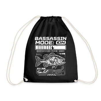 Bassassin Mode On Bass Fishing 100 Percent - Drawstring Bag - black - Front