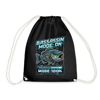Bassassin Mode On Fishing Mode 100 Percent - Drawstring Bag - black - Front