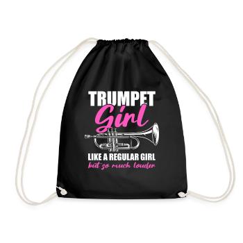 Trumpet Girl Trumpet Trumpet Player - Drawstring Bag - black - Front