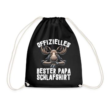 Offizielles Bester Papa Schlafshirt Elch Vatertag - Turnbeutel - Schwarz - Vorne